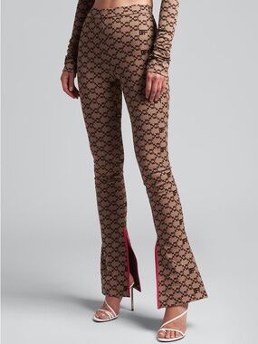 Off-White Monogram Split Hem Leggings Brown Black IT 38 US 4 NWT Designer Logo